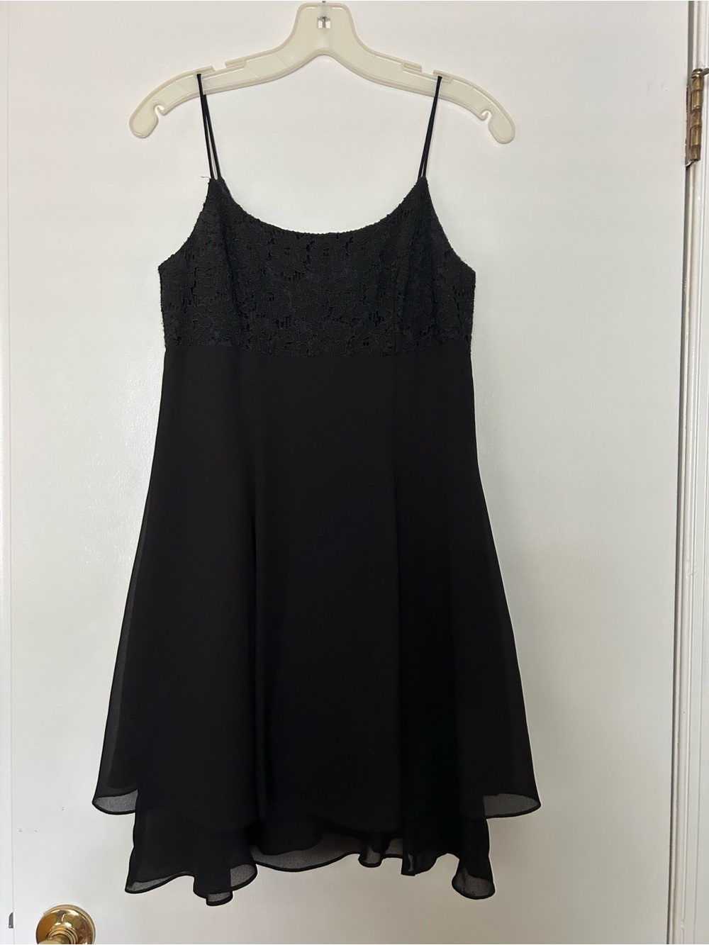 Black Lace-Trim Spaghetti Strap Mini Dress - Y2K/90s
